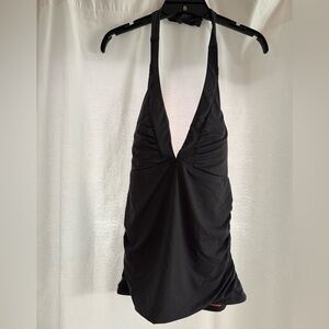 Athleta Shirrendipity Halter Tankini Asphalt/Coral M/Tall